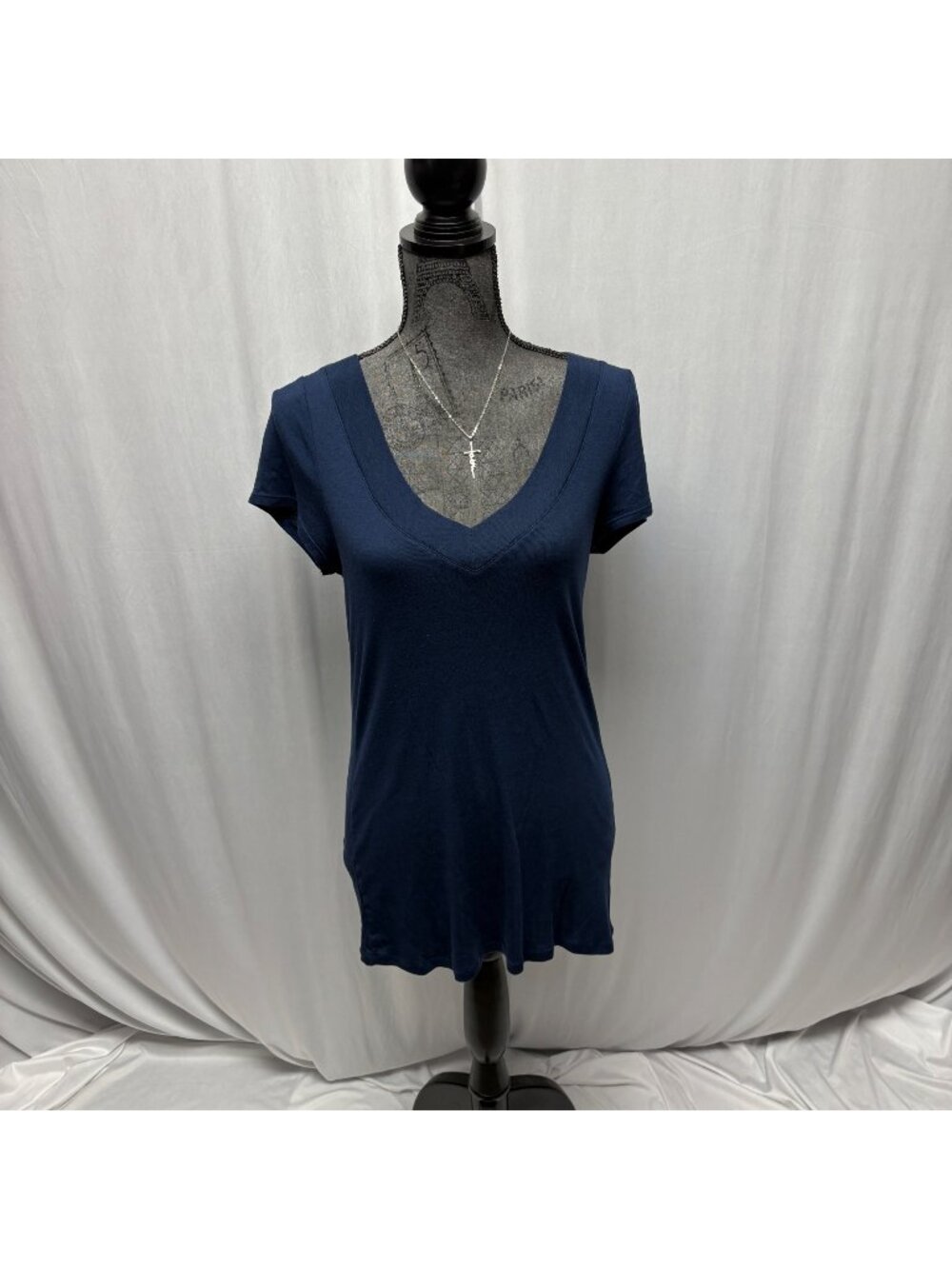 Old Navy V-Neck T-Shirt Womens Sz Large Blue Short Sleeve Soft Comfy Casual